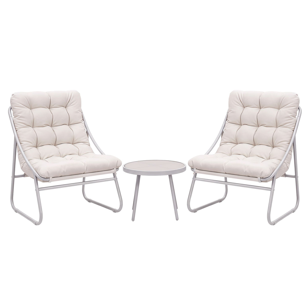 Outdoor Bistro Set 3 Piece Steel Table And Chairs Khaki