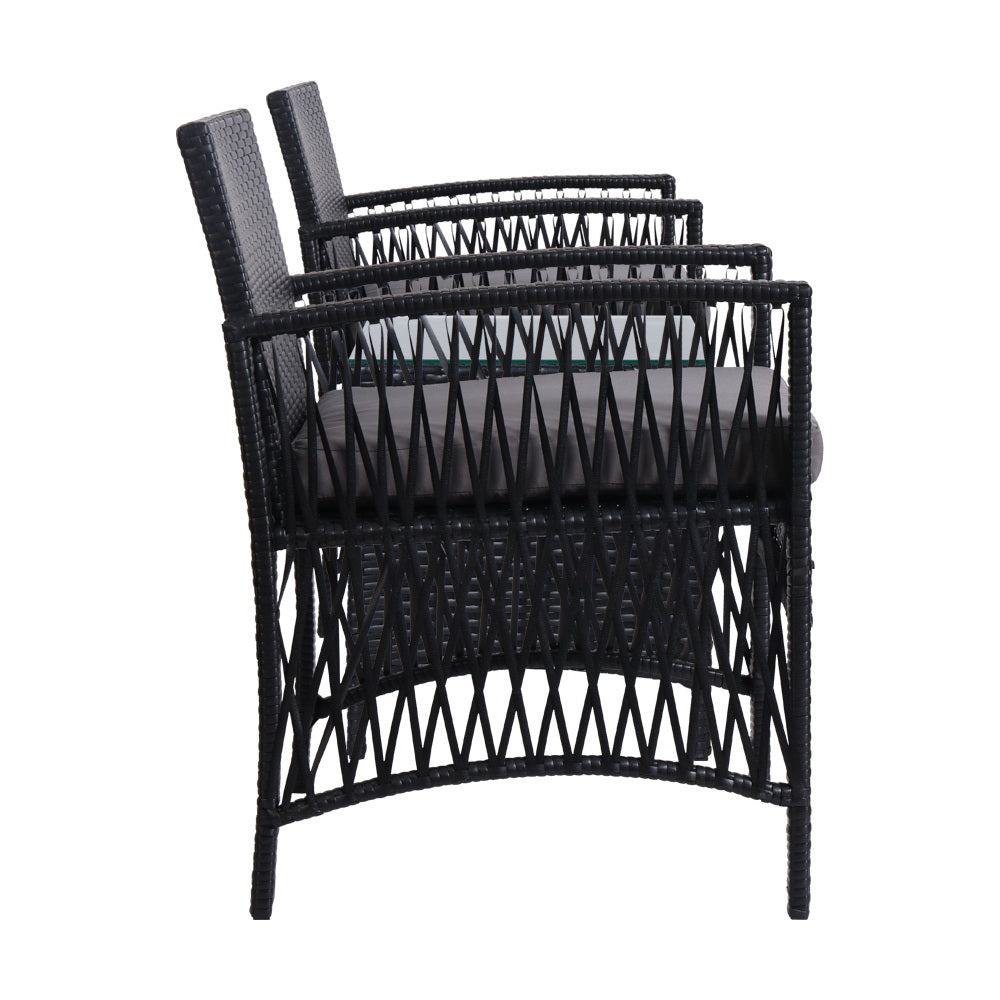 Castaways Beach 3 Piece Outdoor Bistro Set, Black