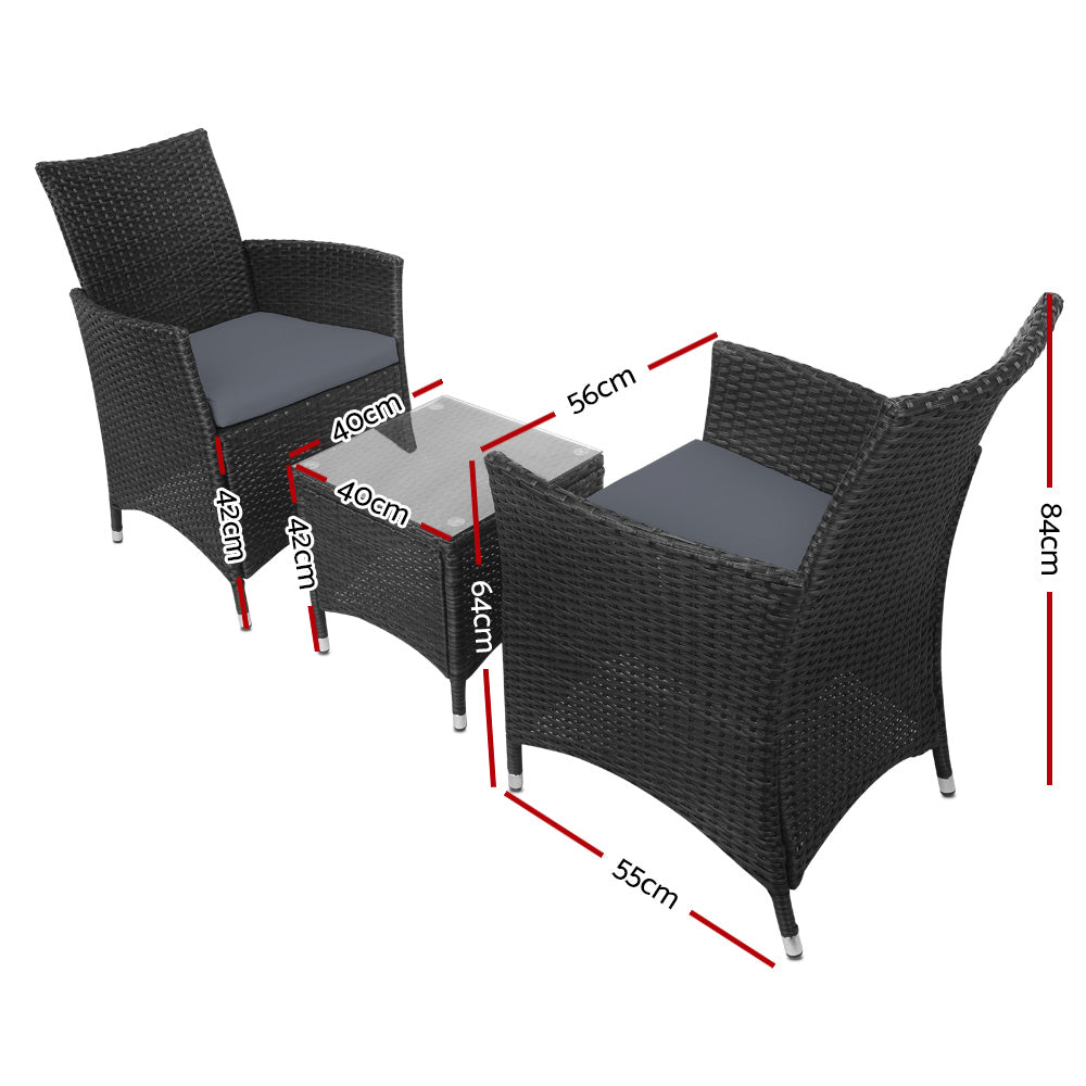 Ball Bay 3 Piece Bistro Set, Black