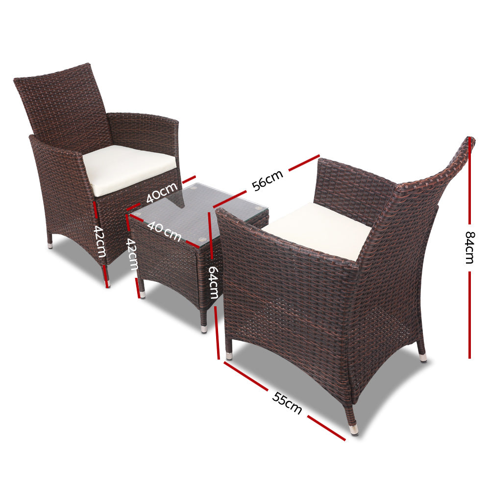 Ball Bay 3 Piece Bistro Set, Brown