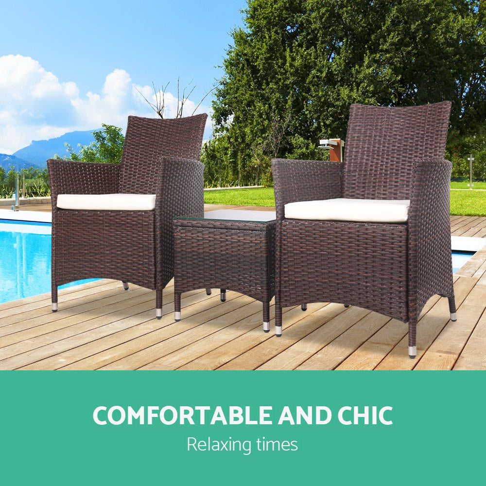 Ball Bay 3 Piece Bistro Set, Brown