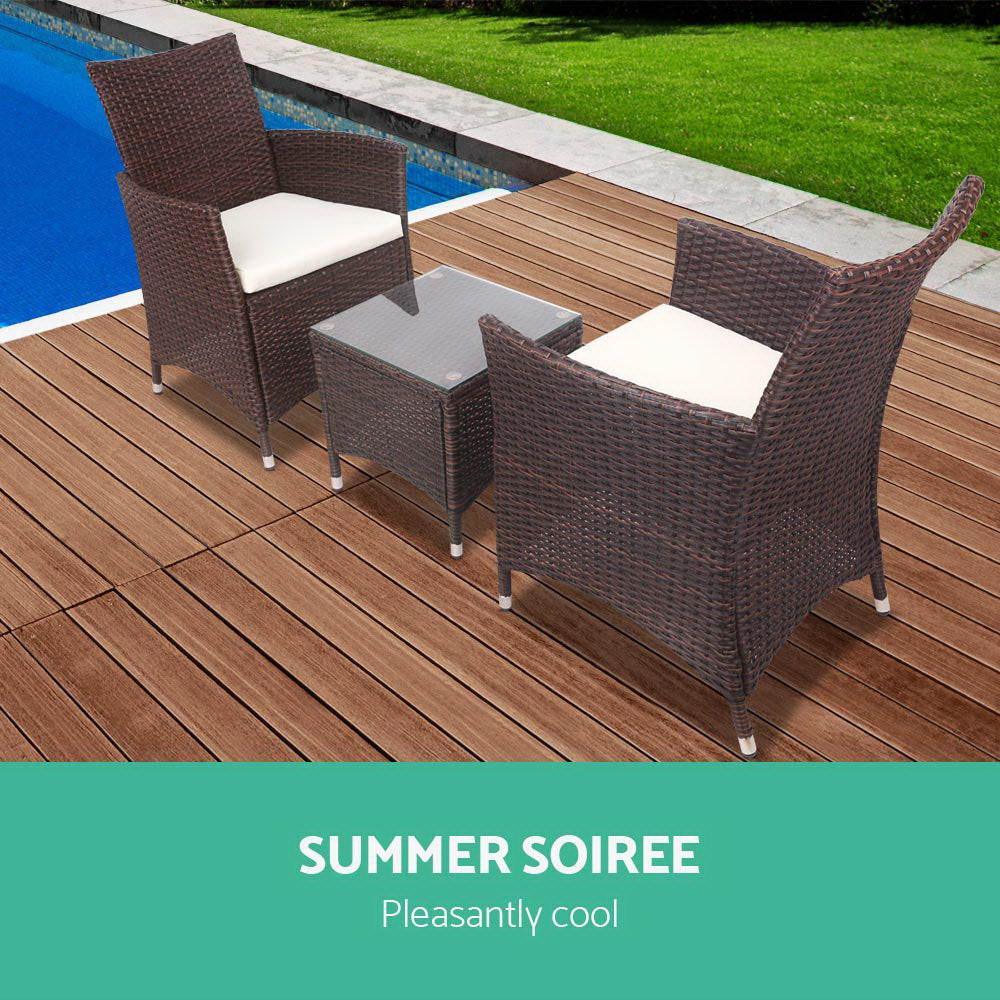 Ball Bay 3 Piece Bistro Set, Brown