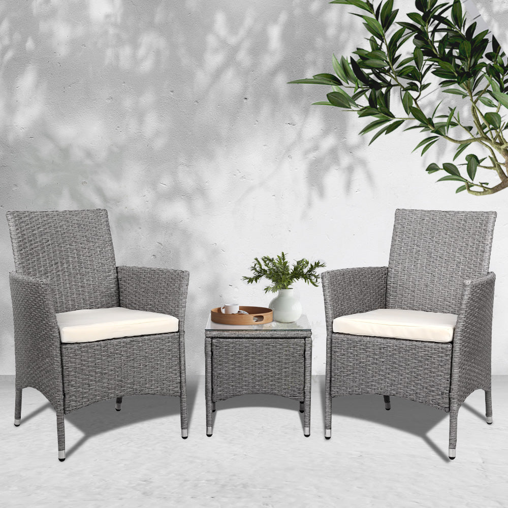 Ball Bay 3 Piece Bistro Set, Grey
