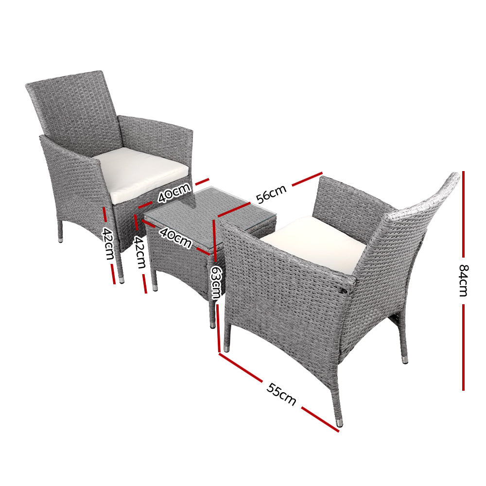 Ball Bay 3 Piece Bistro Set, Grey