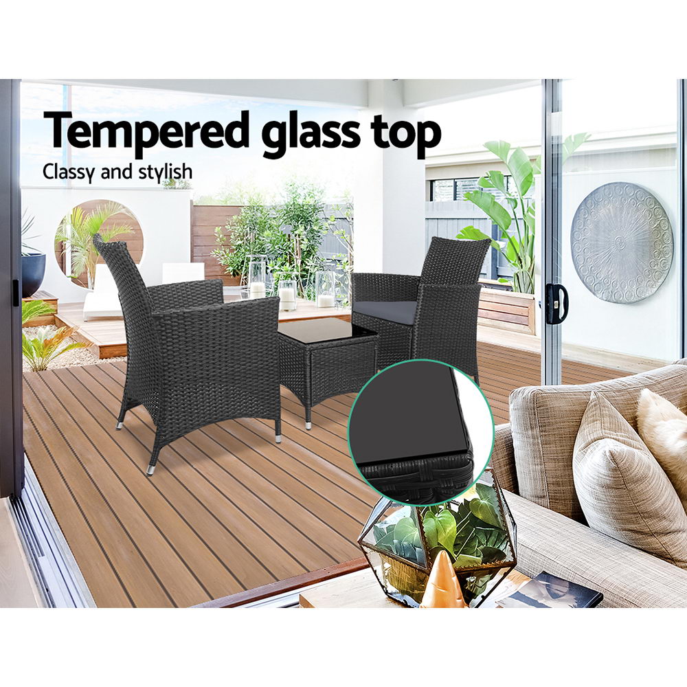 Cardwell 3 Piece Outdoor Bistro Set, Black