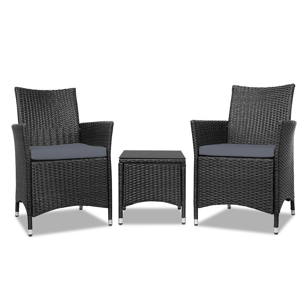 Cardwell 3 Piece Outdoor Bistro Set, Black