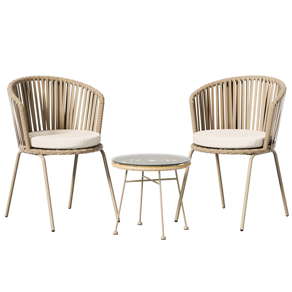 Tully 3 Piece Outdoor Bistro Set, Beige