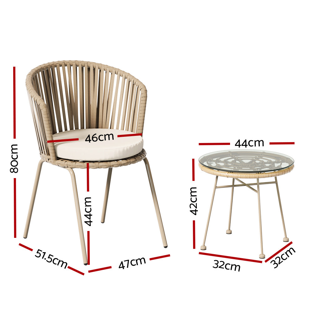 Tully 3 Piece Outdoor Bistro Set, Beige