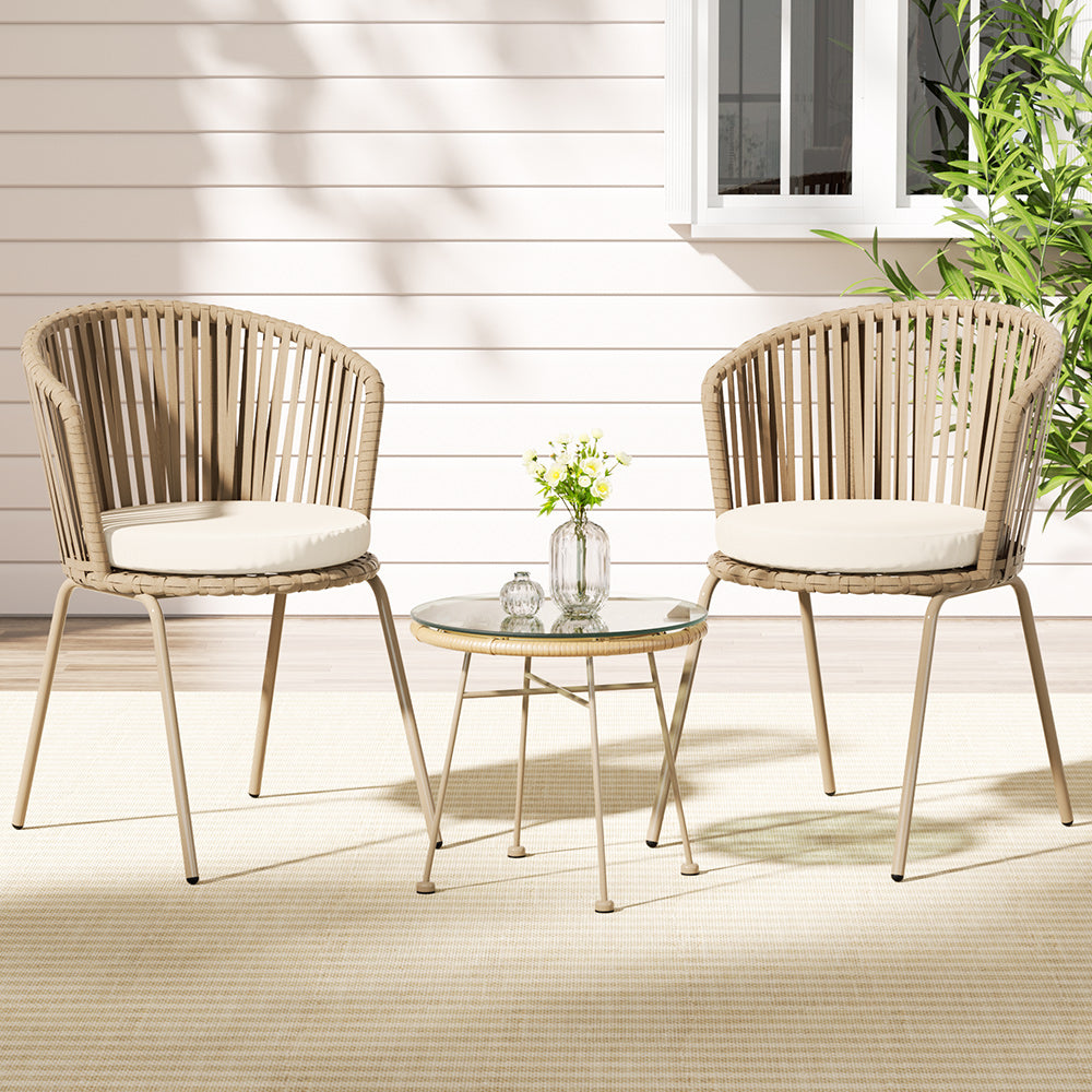 Tully 3 Piece Outdoor Bistro Set, Beige