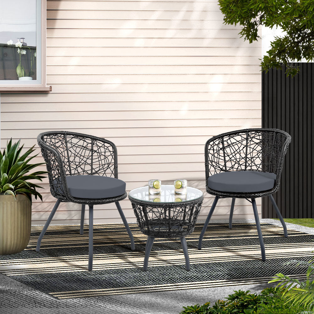 Cape Hillsborough 3 Piece Bistro Set, Black