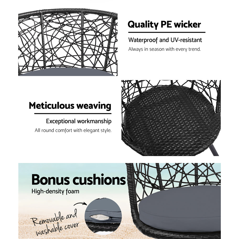 Cape Hillsborough 3 Piece Bistro Set, Black