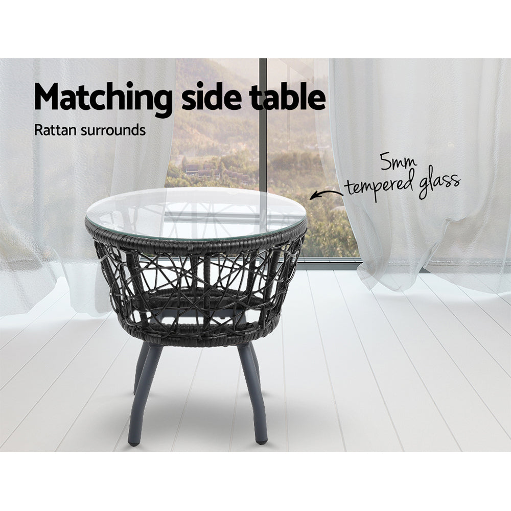 Cape Hillsborough 3 Piece Bistro Set, Black