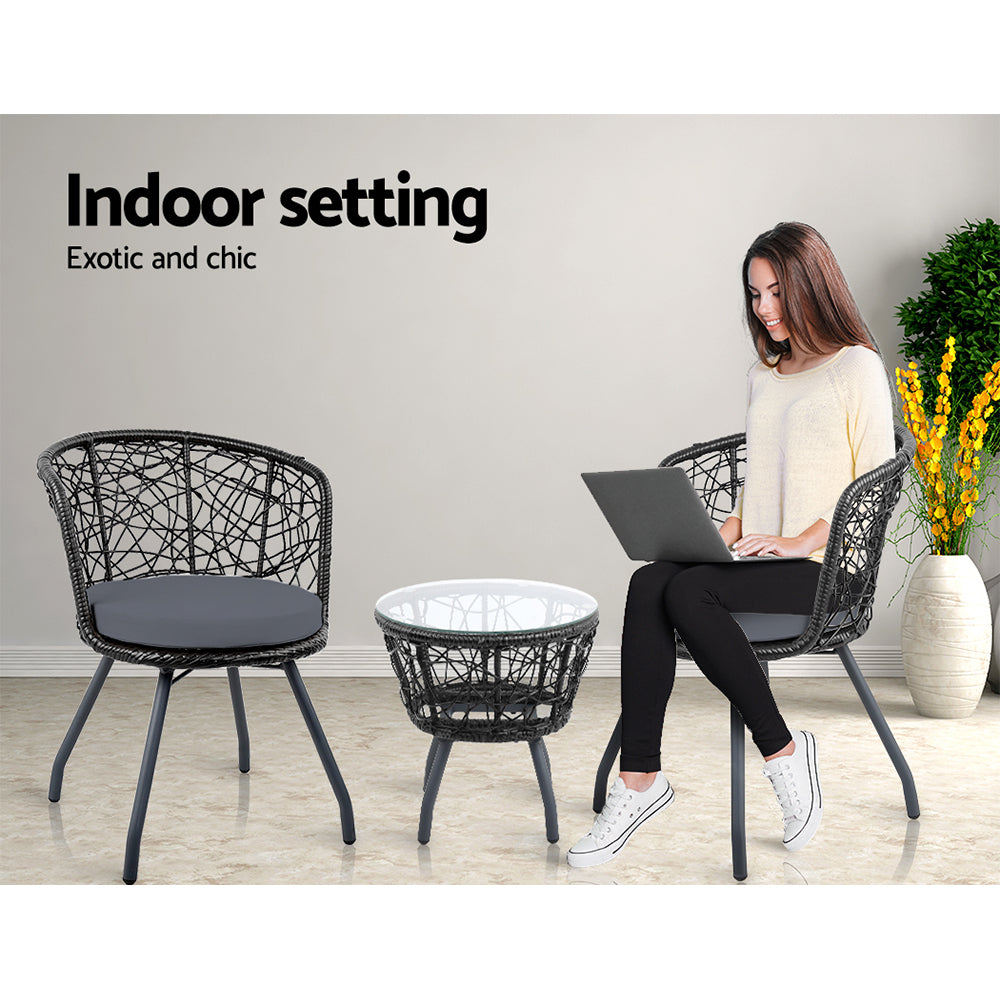 Cape Hillsborough 3 Piece Bistro Set, Black