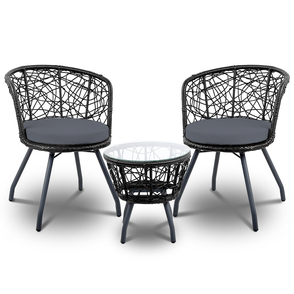 Cape Hillsborough 3 Piece Bistro Set, Black