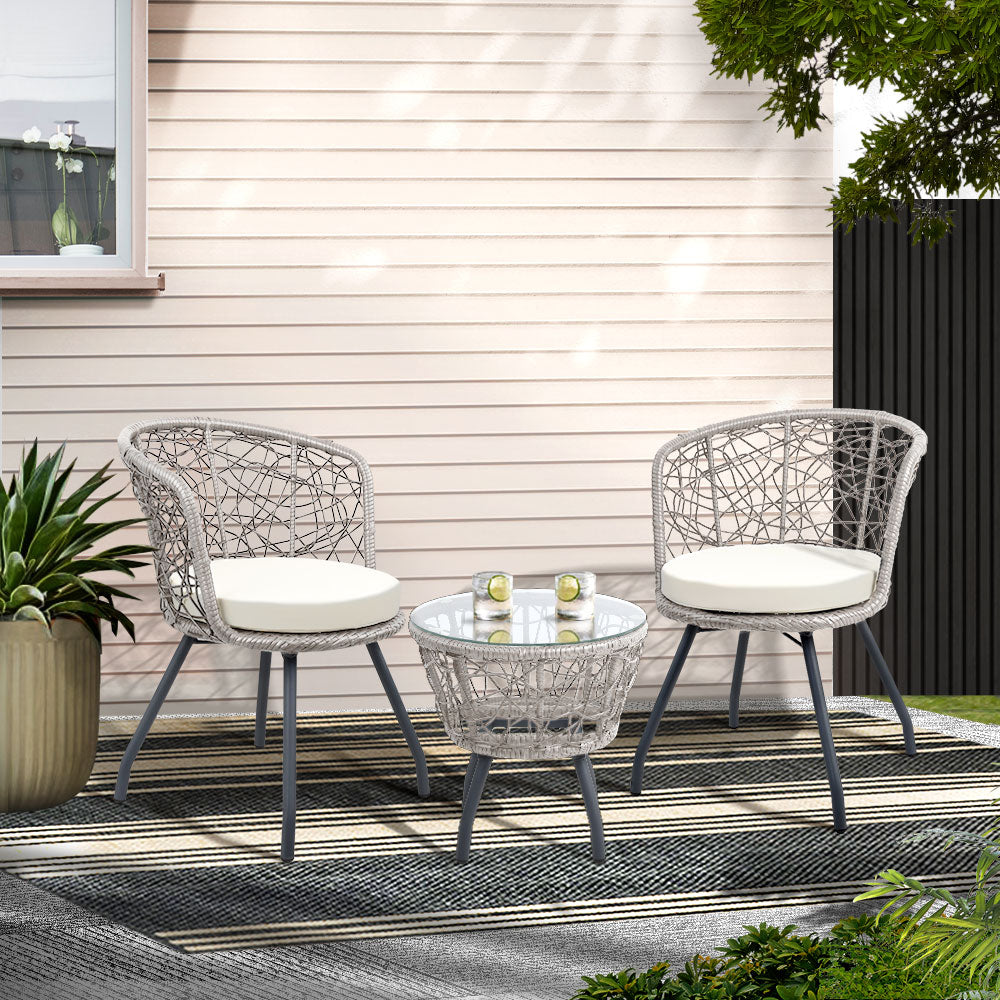 Cape Hillsborough 3 Piece Bistro Set, Grey