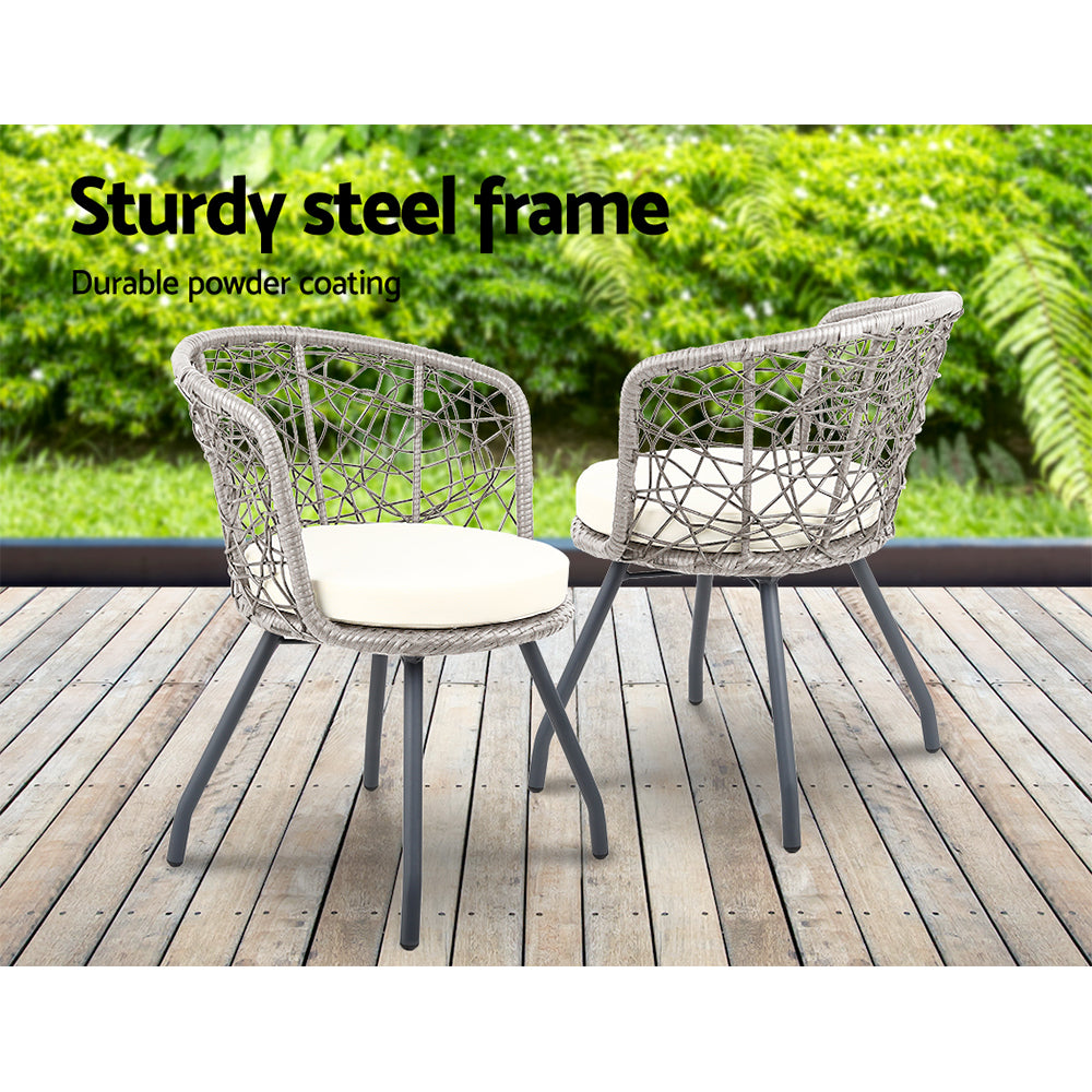 Cape Hillsborough 3 Piece Bistro Set, Grey