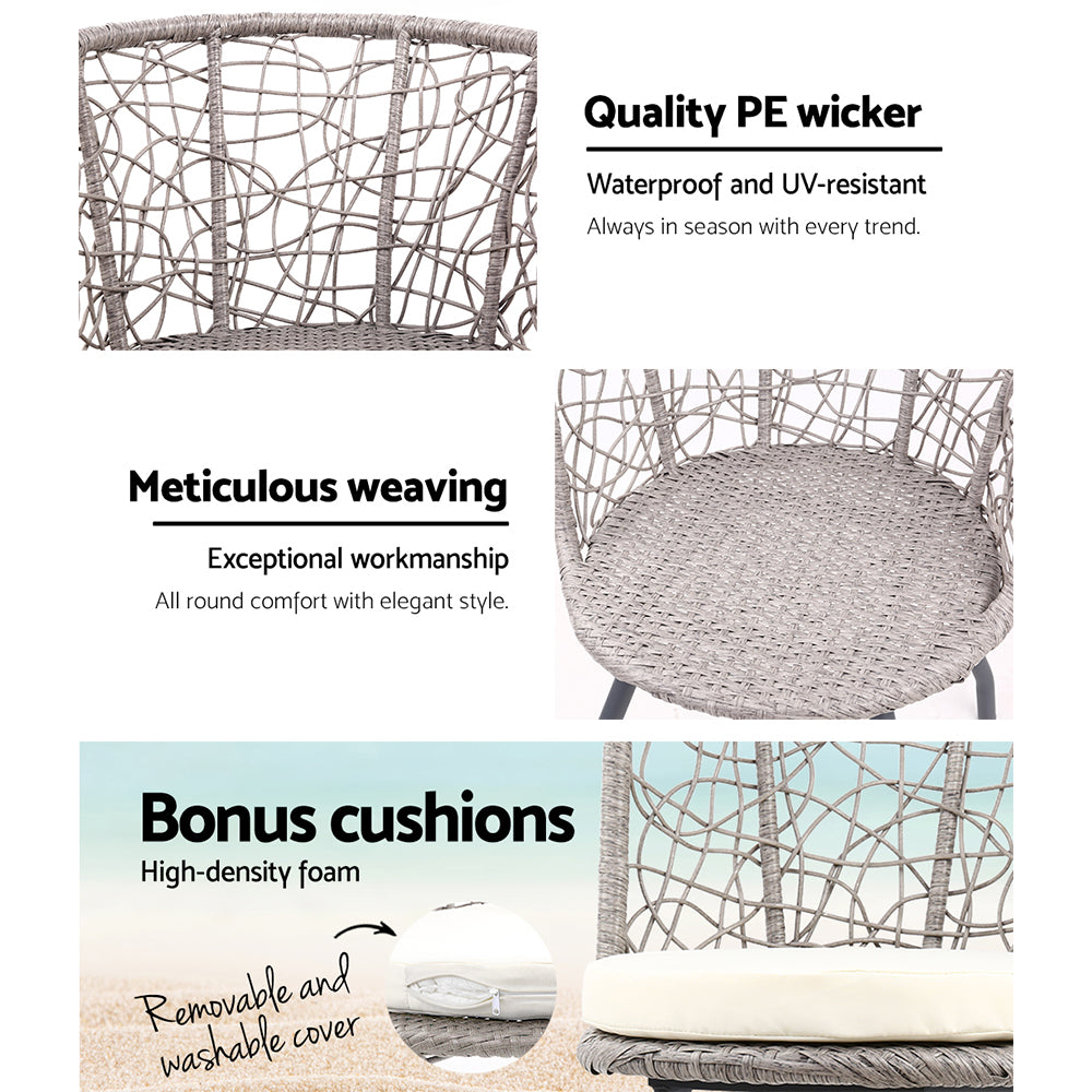 Cape Hillsborough 3 Piece Bistro Set, Grey