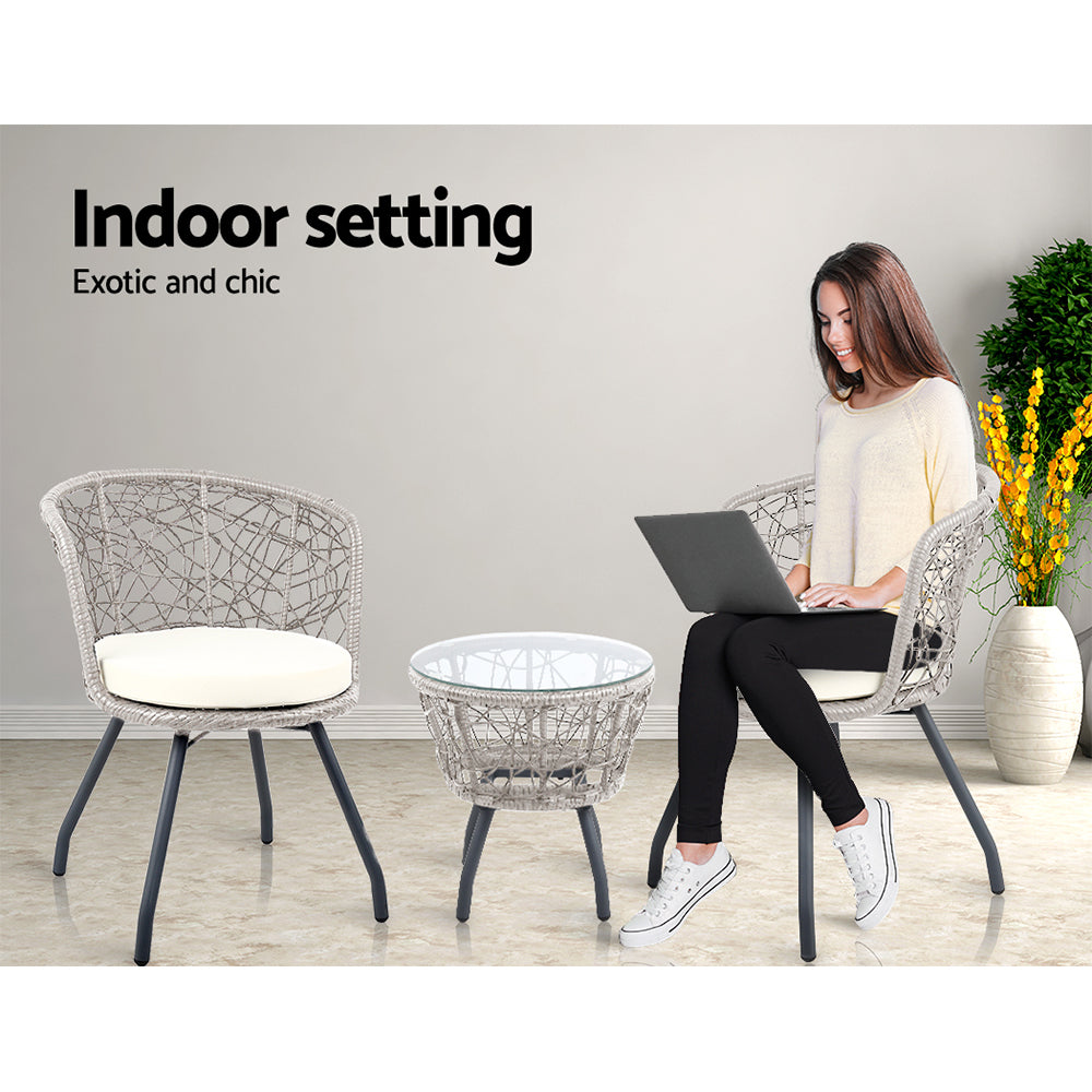 Cape Hillsborough 3 Piece Bistro Set, Grey