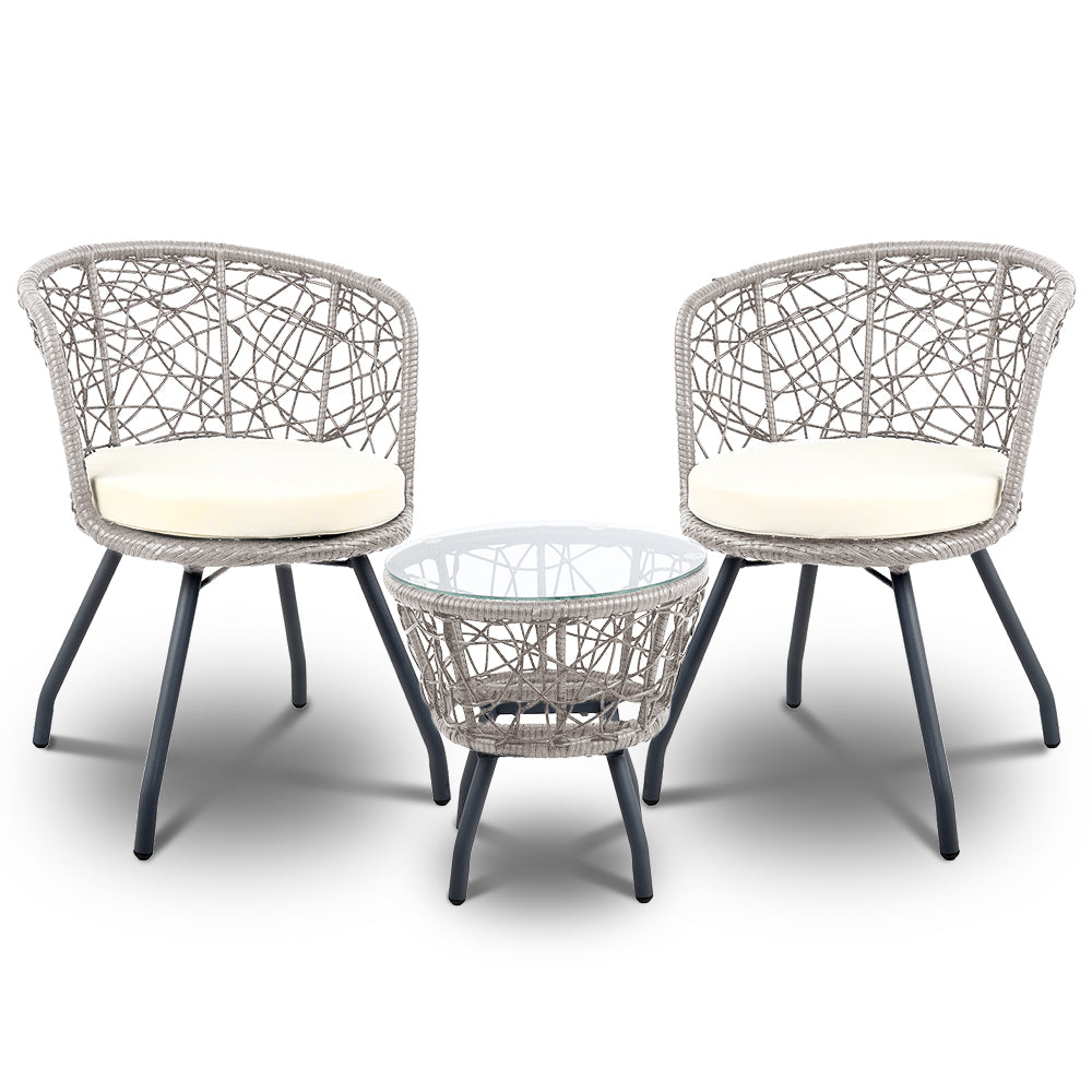 Cape Hillsborough 3 Piece Bistro Set, Grey