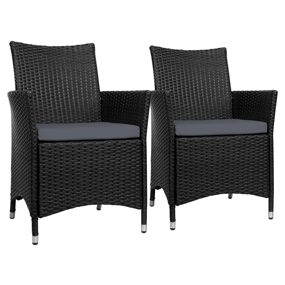 Termeil Rattan Dining Chair, Black 2pcs