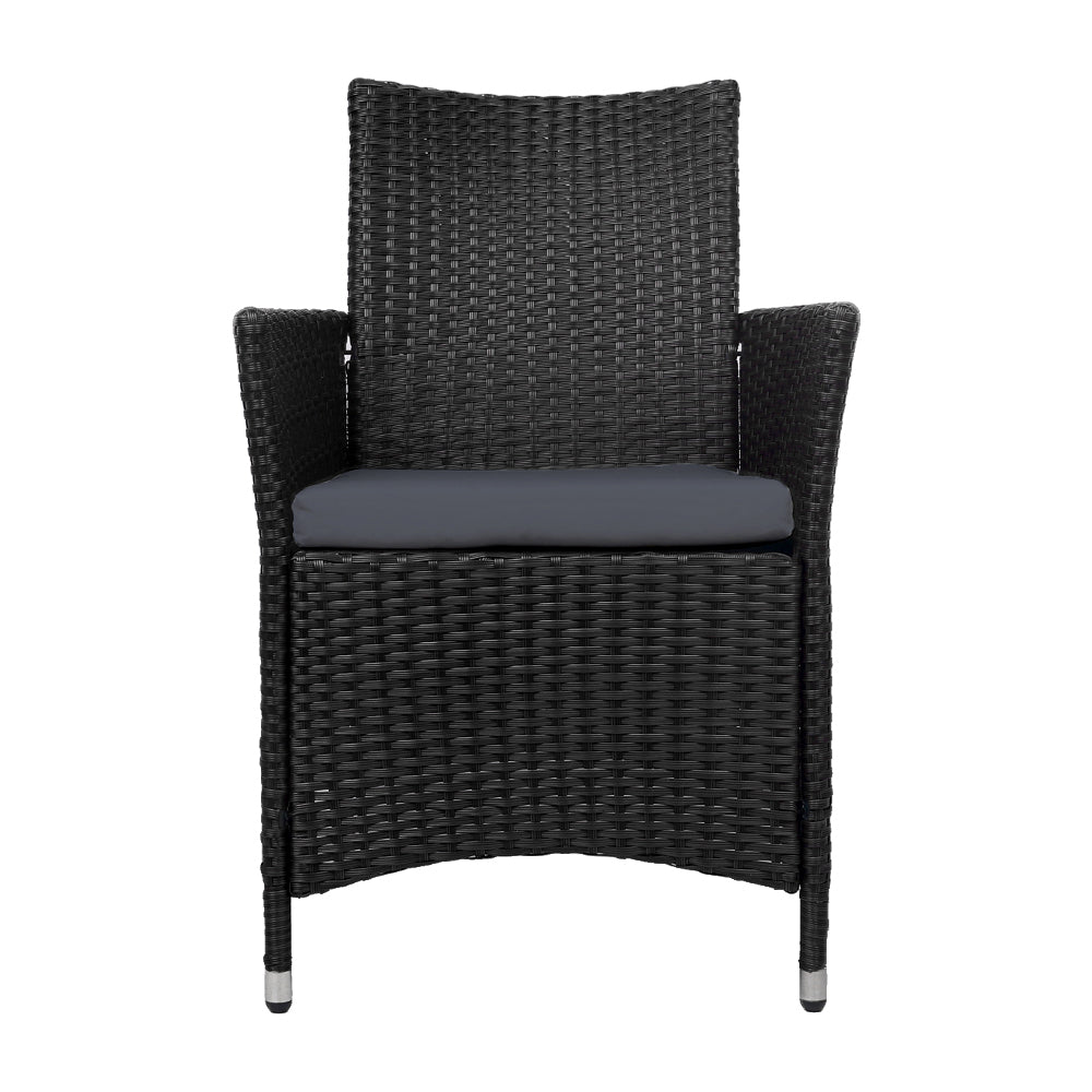 Termeil Rattan Dining Chair, Black 2pcs