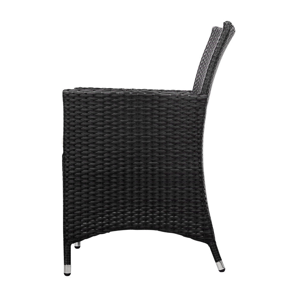 Termeil Rattan Dining Chair, Black 2pcs