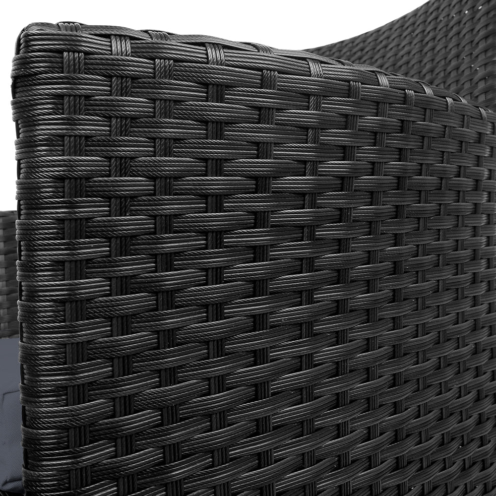 Termeil Rattan Dining Chair, Black 2pcs