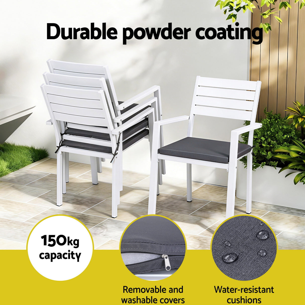 Bingie Stackable Outdoor Dining Chair White