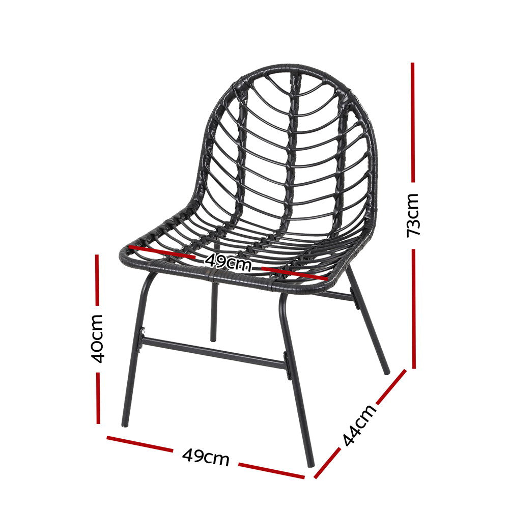 Tura Beach Outdoor Dining Chair, Black 2pcs image 2