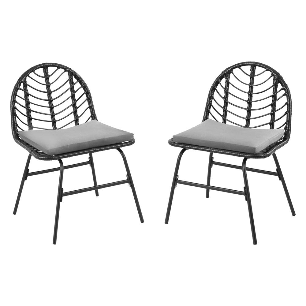 Tura Beach Outdoor Dining Chair, Black 2pcs image 3