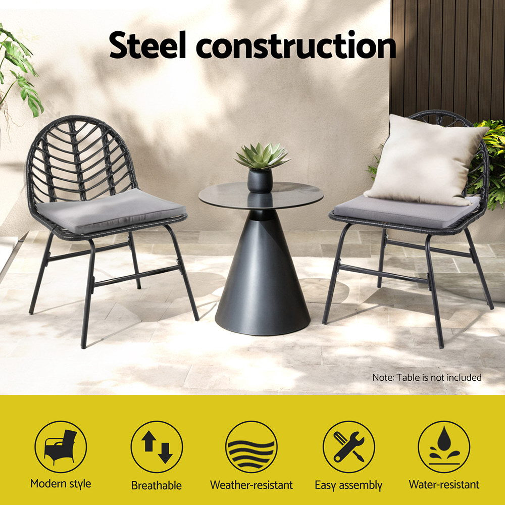 Tura Beach Outdoor Dining Chair, Black 2pcs image 4