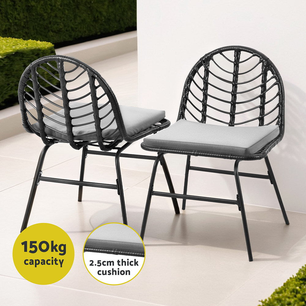 Tura Beach Outdoor Dining Chair, Black 2pcs image 6