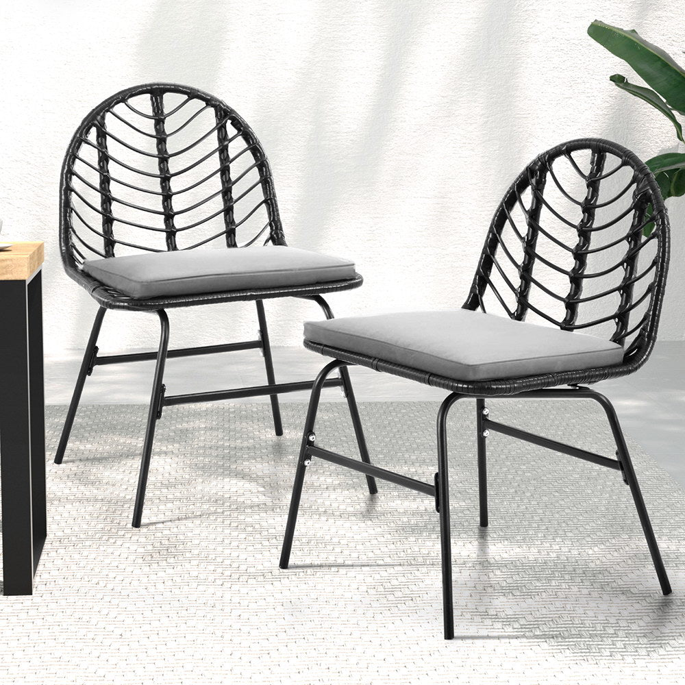 Tura Beach Outdoor Dining Chair, Black 2pcs image 1