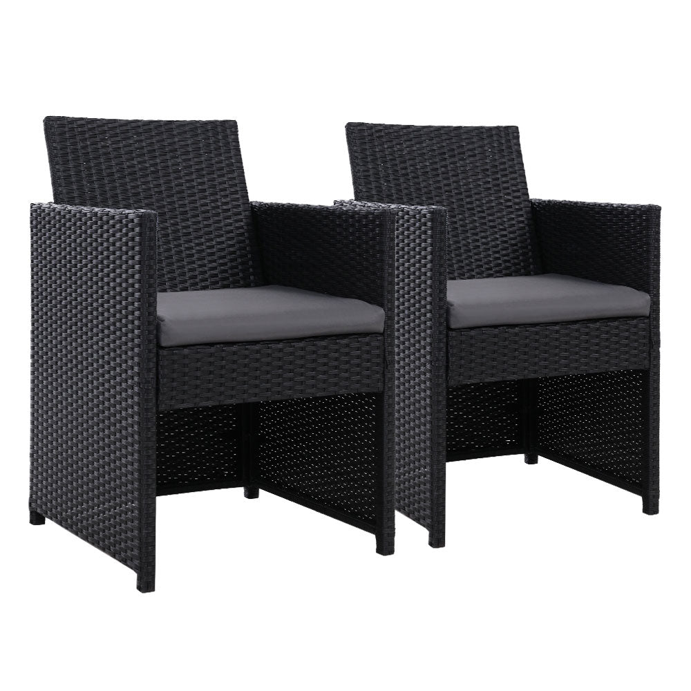 Tomakin Outdoor Dining Chair, Black 2pcs