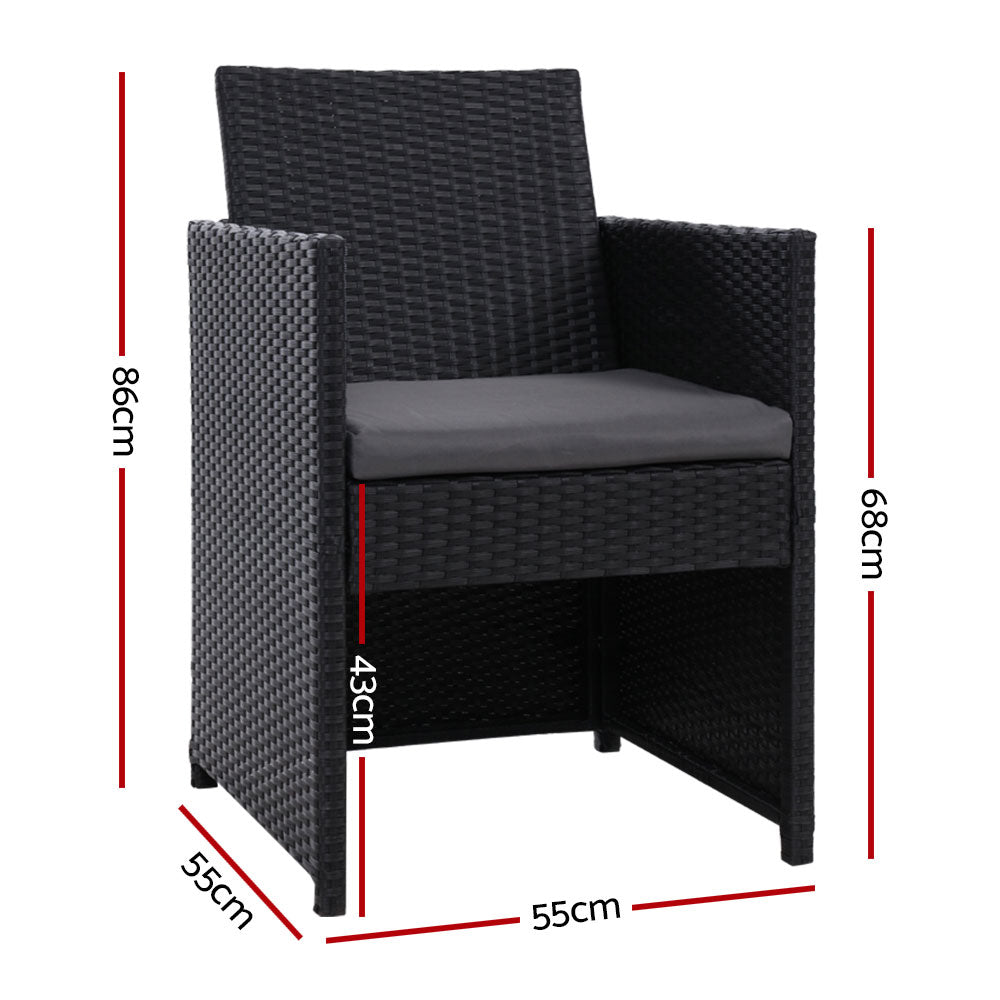 Tomakin Outdoor Dining Chair, Black 2pcs