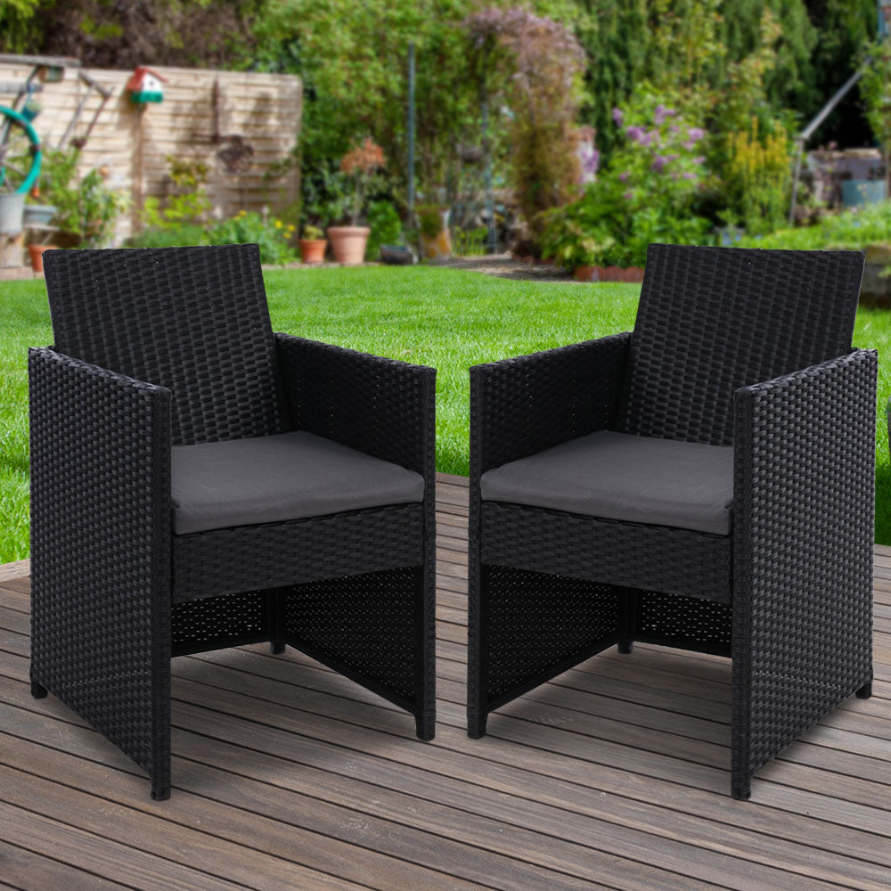 Tomakin Outdoor Dining Chair, Black 2pcs