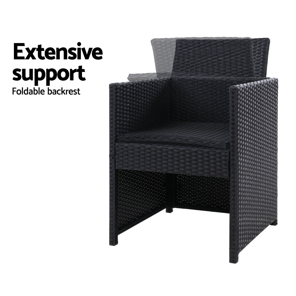 Tomakin Outdoor Dining Chair, Black 2pcs