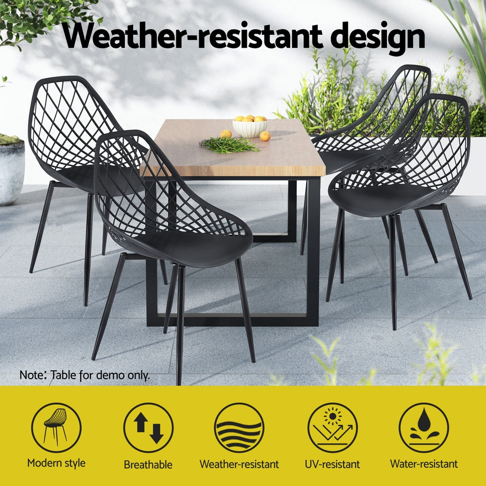 Mogo Outdoor Dining Chair, Black 4pcs