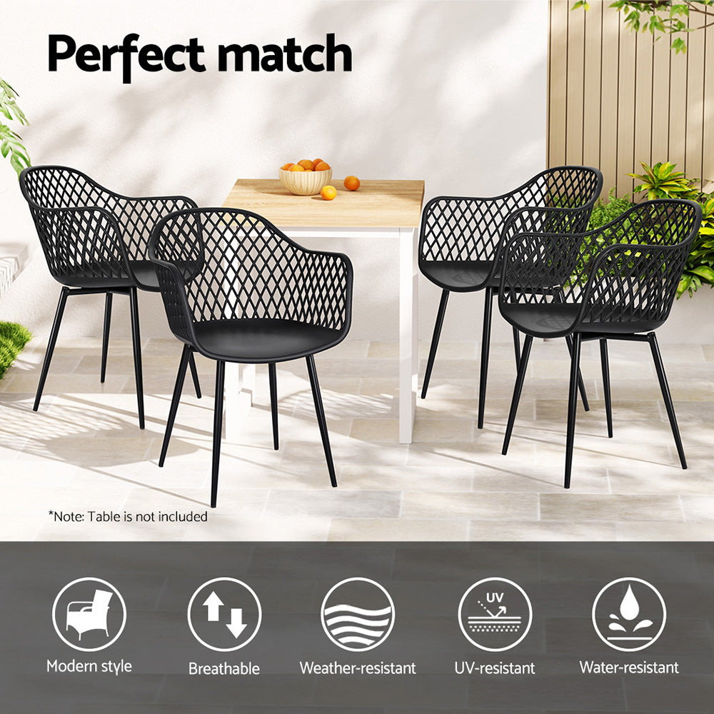 Mollymook Outdoor Dining Chair, Black 4pcs