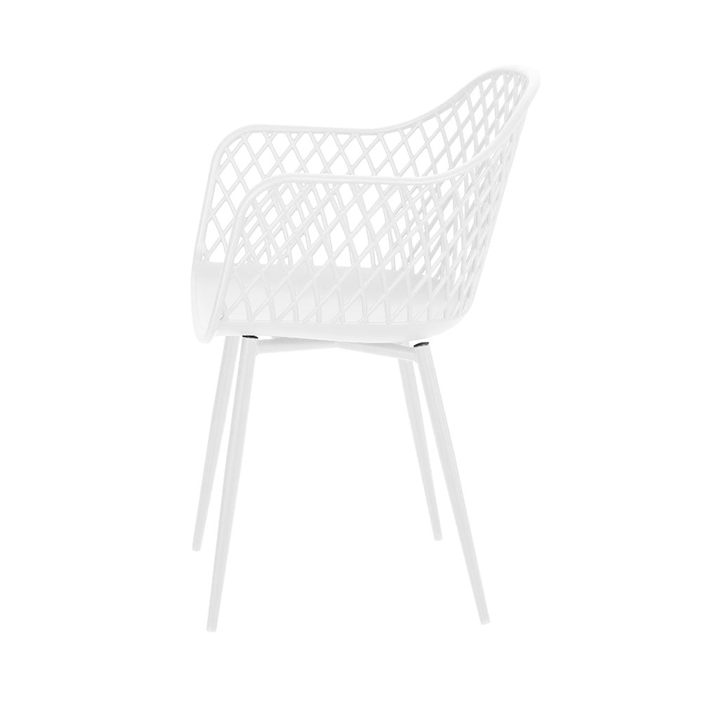 Gardeon 4 Piece Outdoor PP Dining Chairs White Contemporary — Allure Home Collections