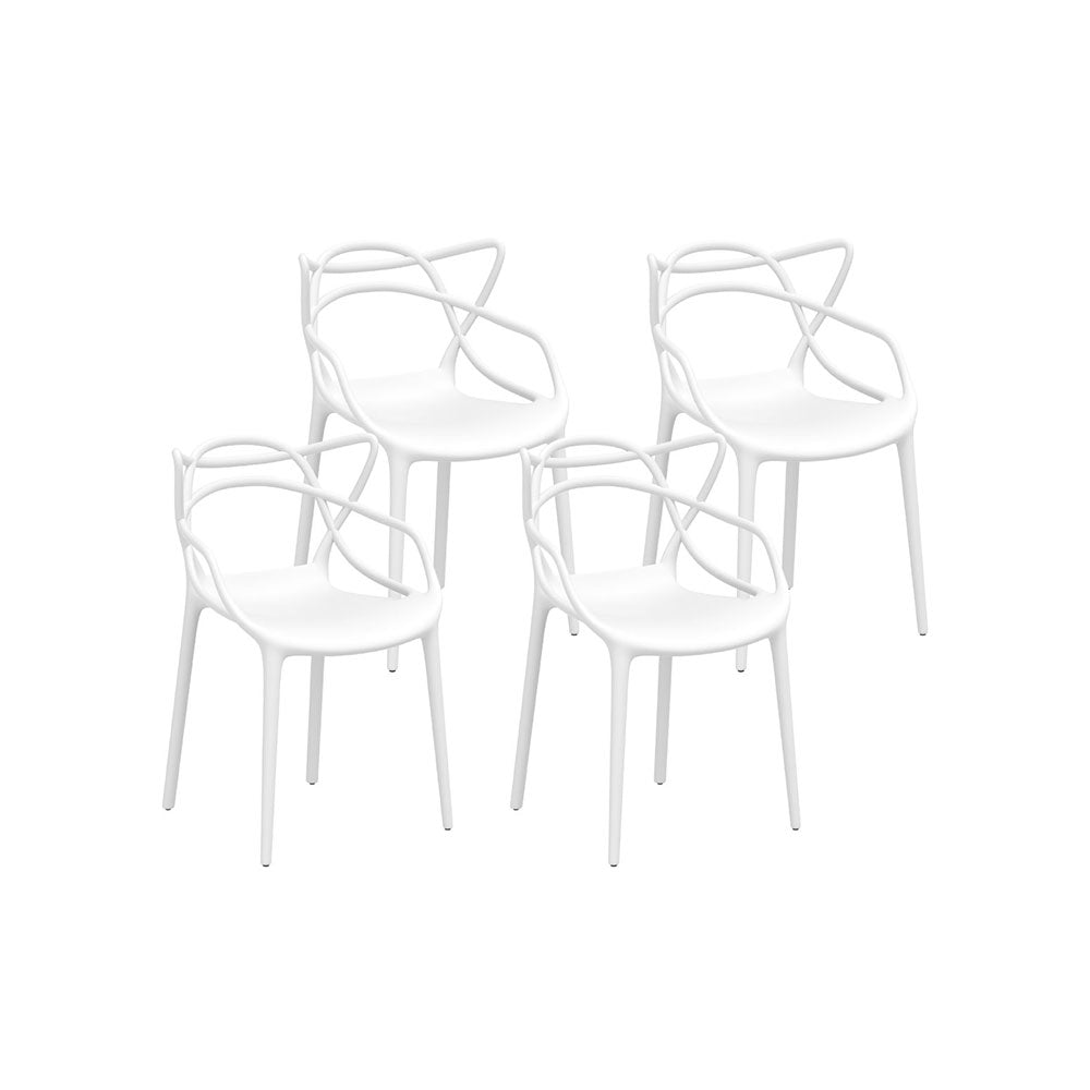 Gardeon 4 Piece Outdoor PP Dining Chairs Portable and Stackable White — Allure Home Collections