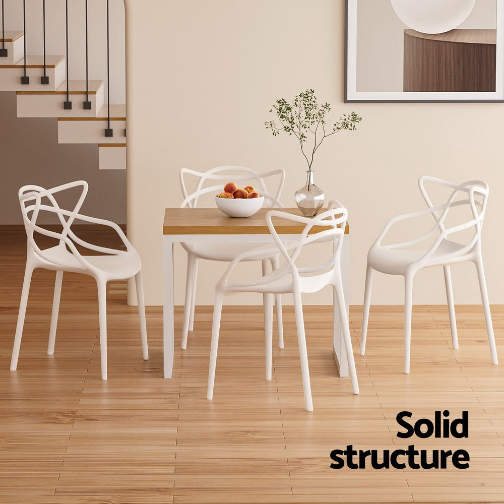 Gardeon 4 Piece Outdoor PP Dining Chairs Portable and Stackable White — Allure Home Collections