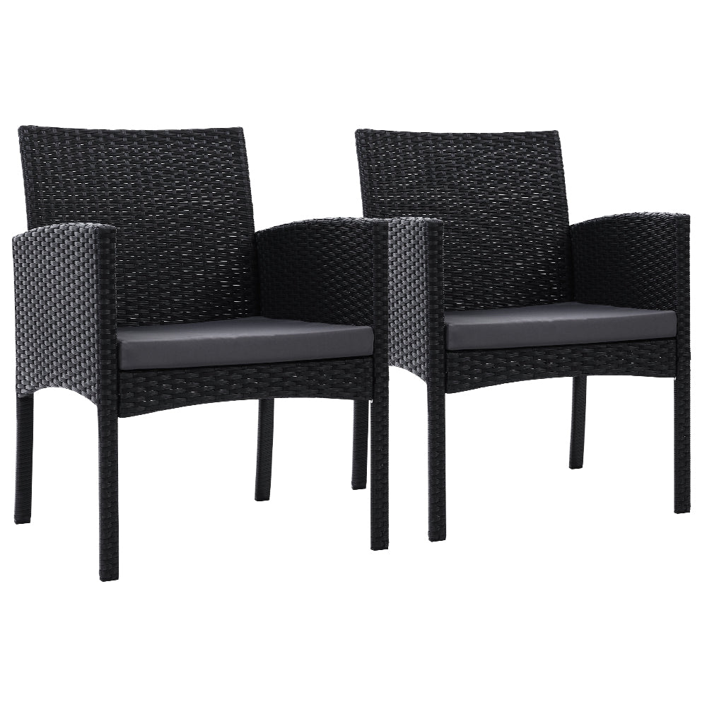 Depot Beach Rattan Dining Chair, Black 2pcs