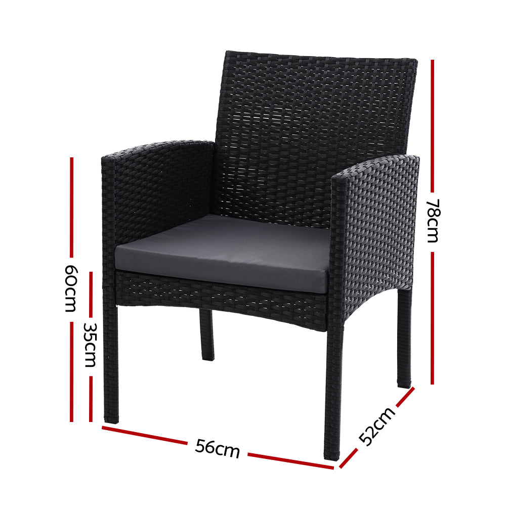 Depot Beach Rattan Dining Chair, Black 2pcs