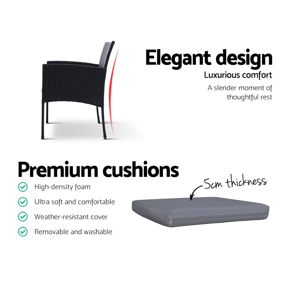 Depot Beach Rattan Dining Chair, Black 2pcs