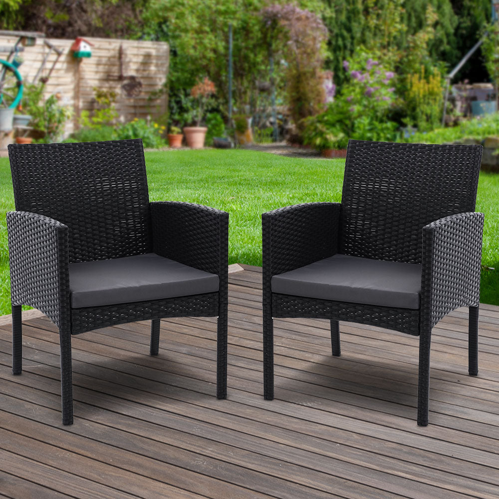 Depot Beach Rattan Dining Chair, Black 2pcs