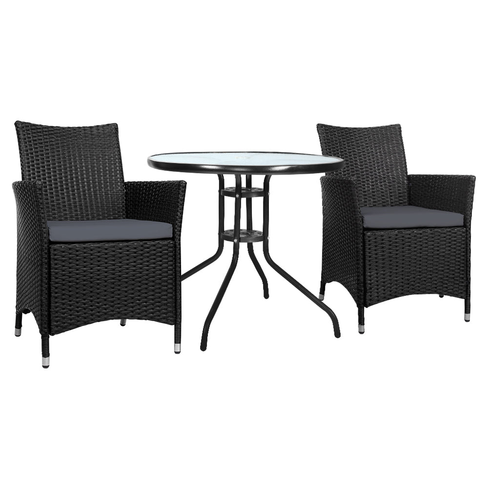 Wynnum 3 Piece Outdoor Bistro Set, Black