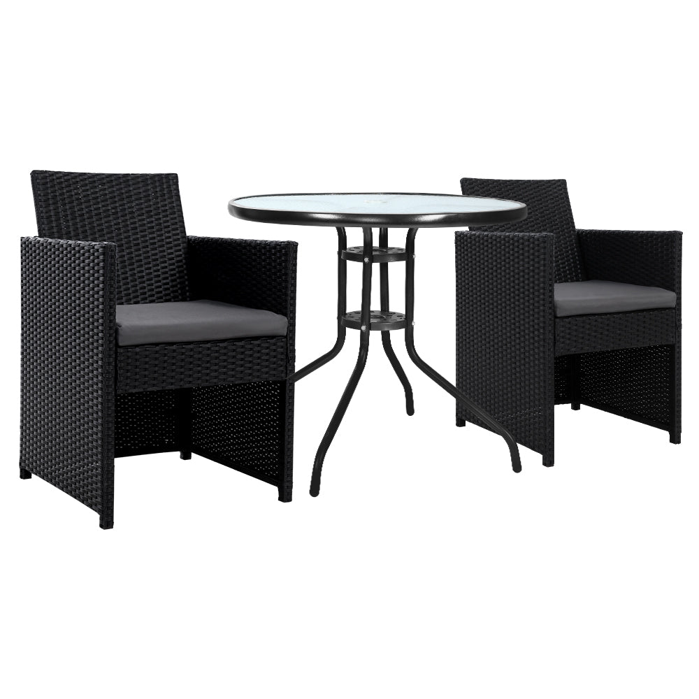 Innisfail 3 Piece Outdoor Bistro Set, Black