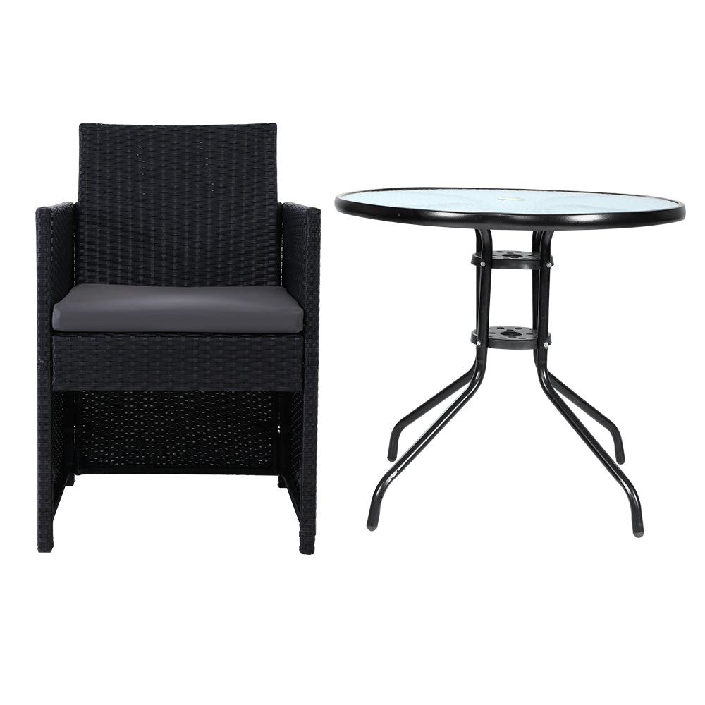 Innisfail 3 Piece Outdoor Bistro Set, Black
