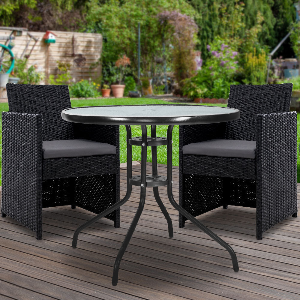 Innisfail 3 Piece Outdoor Bistro Set, Black